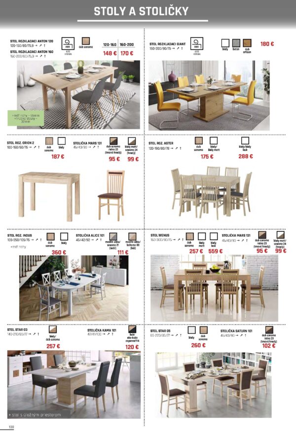 Kuchynské stoly a stoličky Nábytok WIP 100