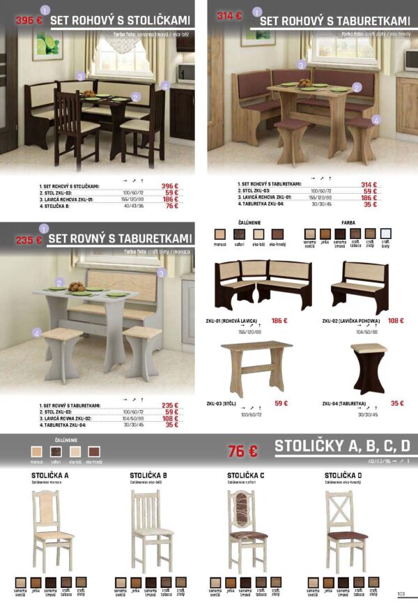 Kuchynské stoly a stoličky Nábytok WIP 103